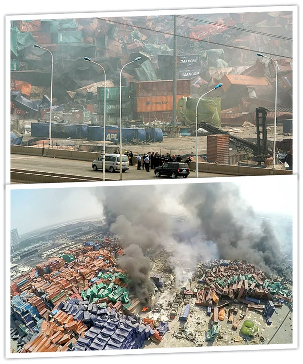 Sâmbătă încă se mai auzeau explozii în depozitul din Tianjin