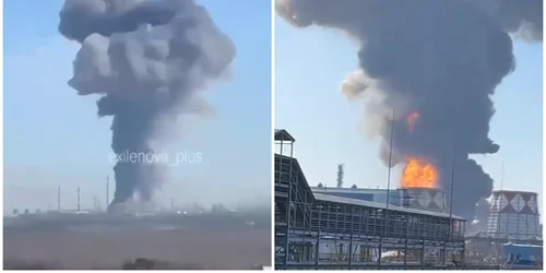Explozie urmată de incendiu la o mare uzină petrochimică din Rusia. Cel puțin 2 morți și peste 70 de răniți FOTO: caotură video X