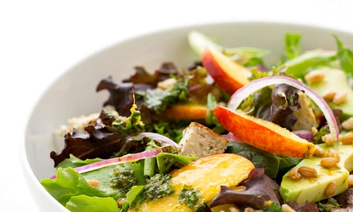 nectarine and avocado salad with ginger lime dressing feature jpeg