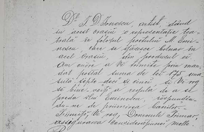 Document Mihai Eminescu Colecţie Arhivele Naţionale