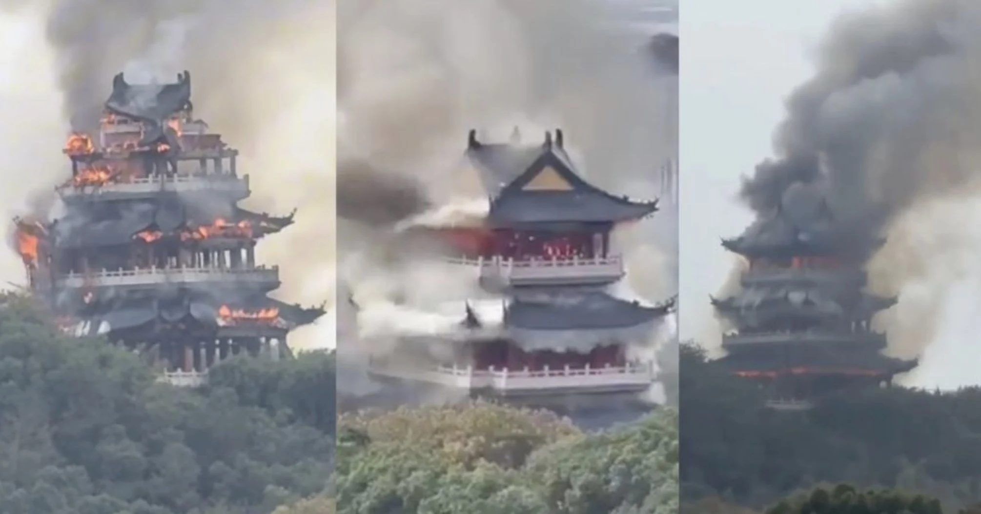 Un templu din estul Chinei a ars ca o torță. Incendiul a fost provocat de un vizitator