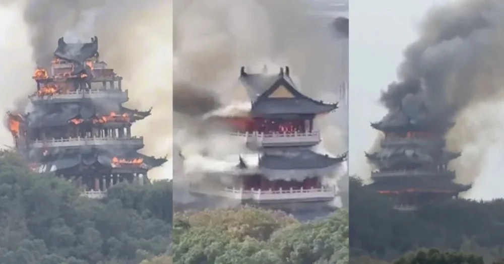 Un templu din estul Chinei a ars ca o torță. Incendiul a fost provocat de un vizitator