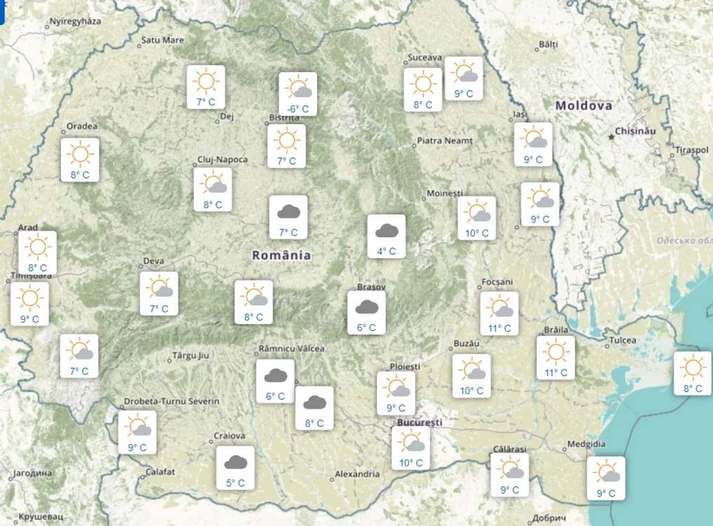 Urmează o perioadă de ploi şi frig. Prognoză meteo, azi, 5 aprilie. Sursa: ANM