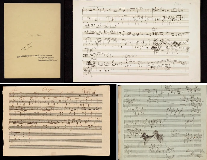 Manuscrise muzicale ale lui Chopin din colecția Morgan Library & Museum Colaj Morgan Library&Museum