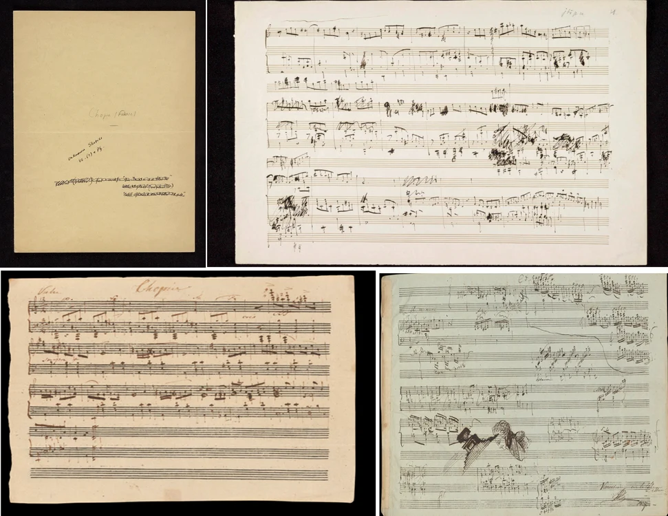 Manuscrise muzicale ale lui Chopin din colecția Morgan Library & Museum Colaj Morgan Library&Museum