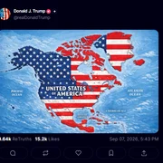 Trump a publicat o hartă în care steagul SUA acoperă Canada, Groenlanda și Mexicul