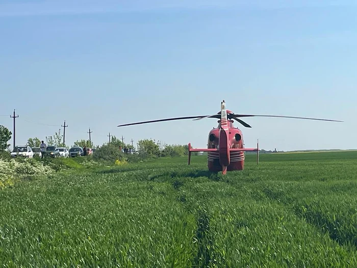 Elicopterul SMURD a preluat o victimă FOTO: ISU Teleorman