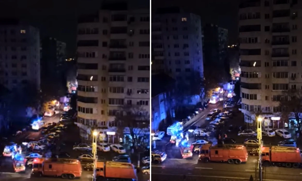 Imagini cu pompierii care mergeau să stingă incendiul la Spitalul Județean PloieștiFOTO: Captură Facebook/ Crisstina Gabriela Iancu