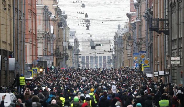 Manifestaţie anti-Putin la Sankt Petersburg FOTO EPA-EFE