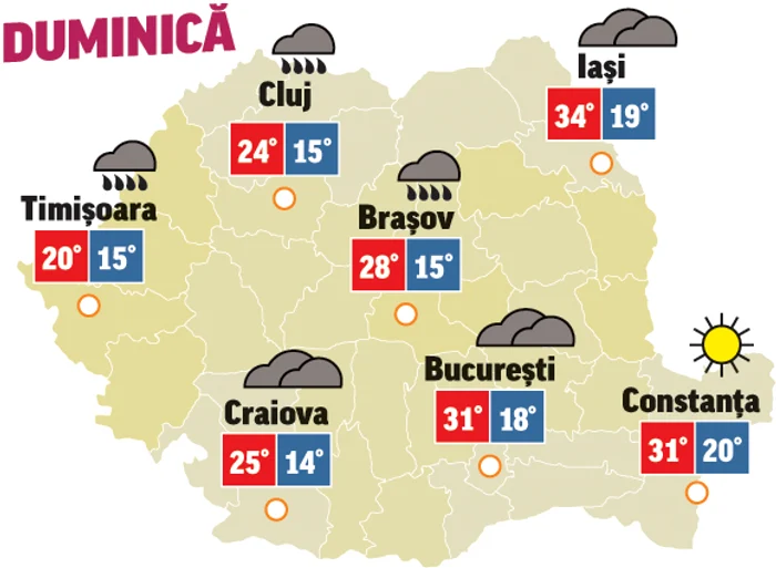 Astăzi, temperaturile vor scădea cu câteva grade și norii vor persista în toată țara