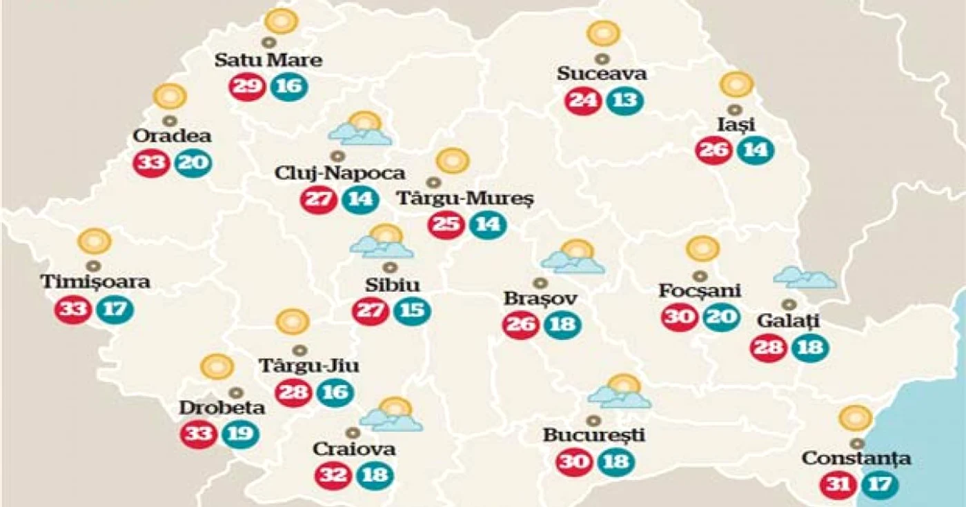 Temperaturile în weekend 