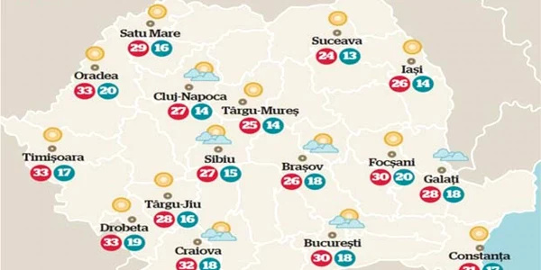 Temperaturile în weekend 