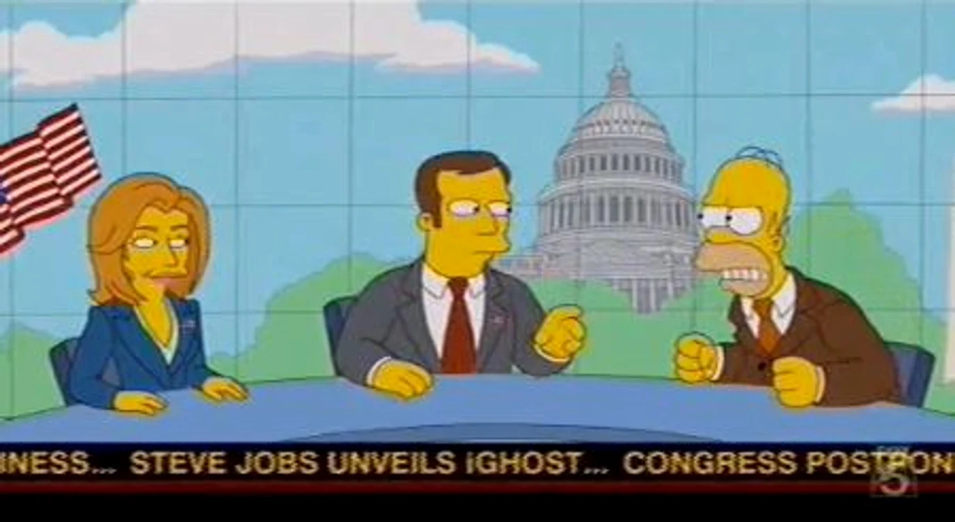 
    Pe banda de jos a ecranului apărând scris „Steve Jobs a lansat iGhost“  