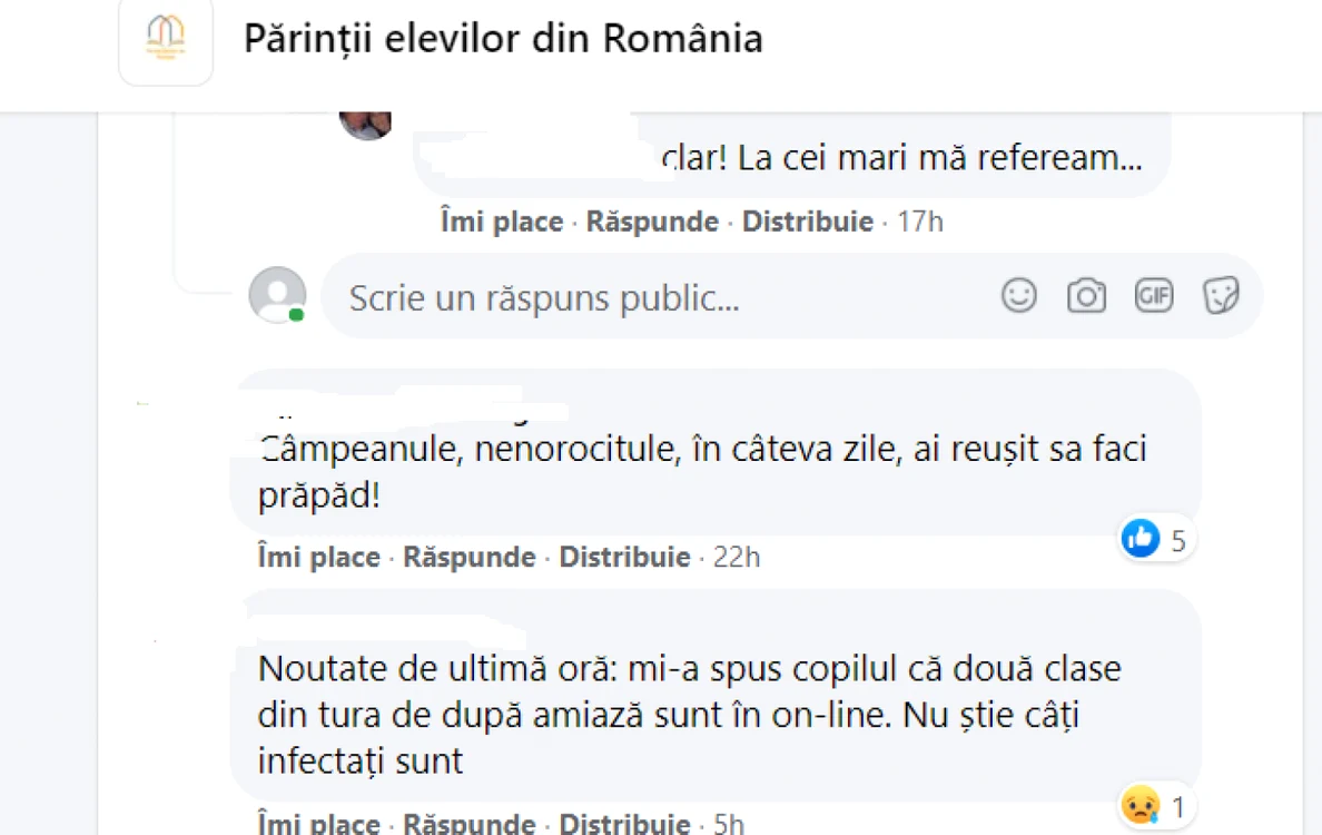 conversatie facebook grup de parinti