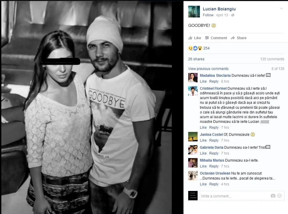 Aceasta este ultima postare de pe Facebook a lui Lucian Boiangiu