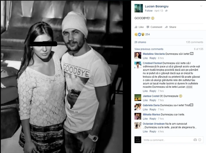 Aceasta este ultima postare de pe Facebook a lui Lucian Boiangiu