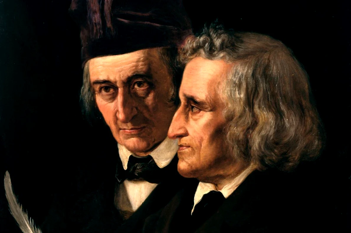 Frații Jacob și Wilhelm Grimm, pictură de Elisabeth Jerichau-Baumann, din 1855, aflată la Staatliche Museen zu Berlin (© Wikimedia Commons)
