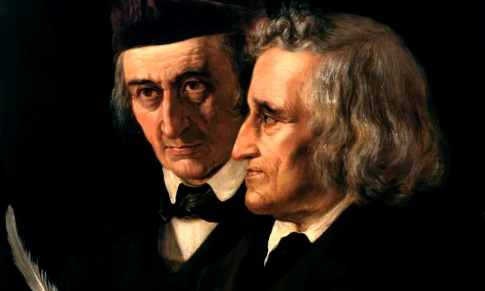 Frații Jacob și Wilhelm Grimm, pictură de Elisabeth Jerichau-Baumann, din 1855, aflată la Staatliche Museen zu Berlin (© Wikimedia Commons)