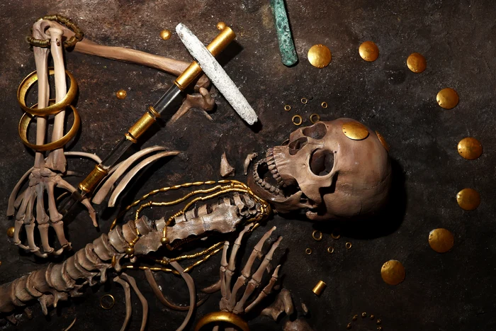O reconstituire a scheletului descoperit în mormântul 43 din necropola din Varna. Foto: Getty Images