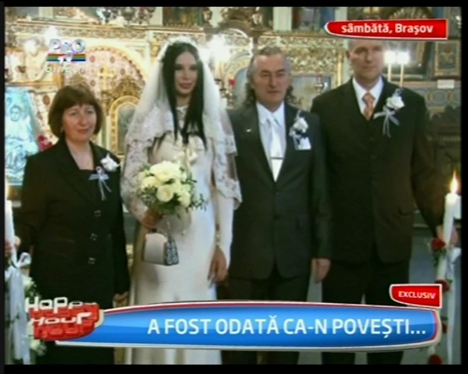 Miron şi Marinela s-au căsătorit sâmbăta trecută la Braşov (captură foto Happy Hour)