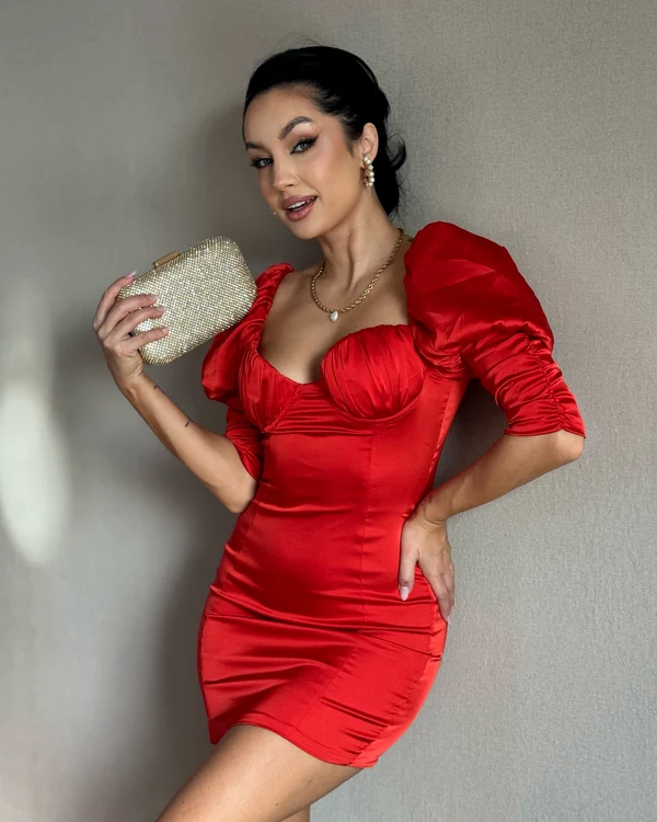 Rochie de ocazie scurtă din satin roșie, 399 lei, scorpios ro jpeg