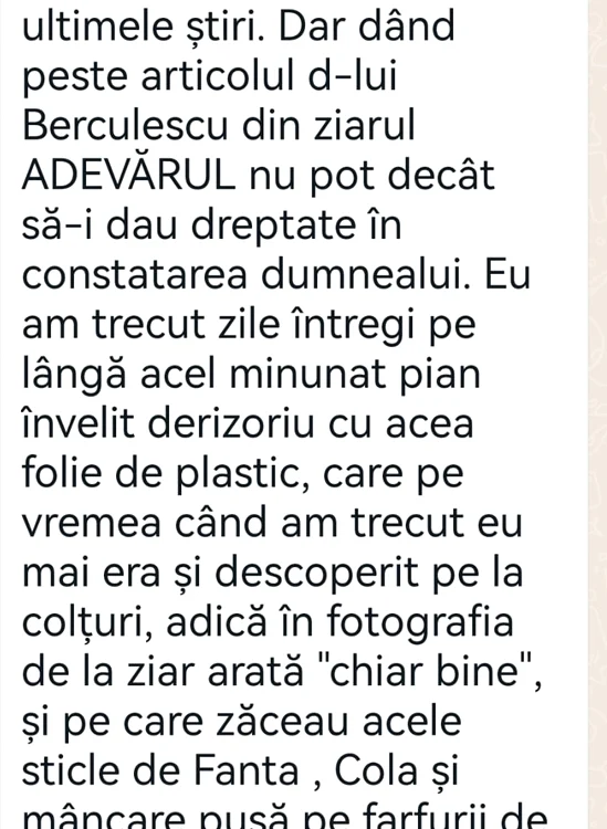 Mălina Andrei spune că de zile între pianul era folosit pe post de masă