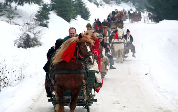 Plimbarea cu săniile trase de cai reprezintă o atracţie de nerefuzat pentru cei mai mulţi dintre turişti.