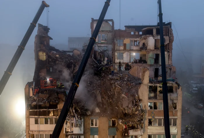 Bloc din Ternopil lovit de o rachetă rusească FOTO EPA-EFE