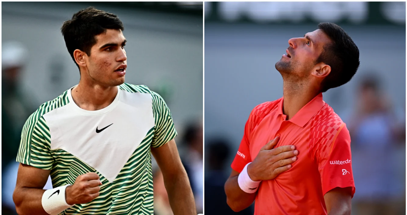 Carlos Alcaraz - Novak Djokovici, finala Jocurilor Olimpice. Colaj foto