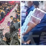 Video O companie chineză a oferit angajaților bonusuri de 70% din profit. Sumele astronomice, aduse pe mese și distribuite în numerar