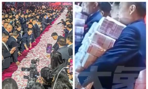 Video O companie chineză a oferit angajaților bonusuri de 70% din profit. Sumele astronomice, aduse pe mese și distribuite în numerar