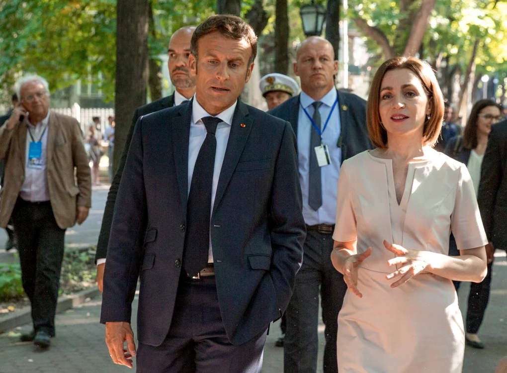 Maia Sandu si Emmanuel Macron FOTO Profimedia 