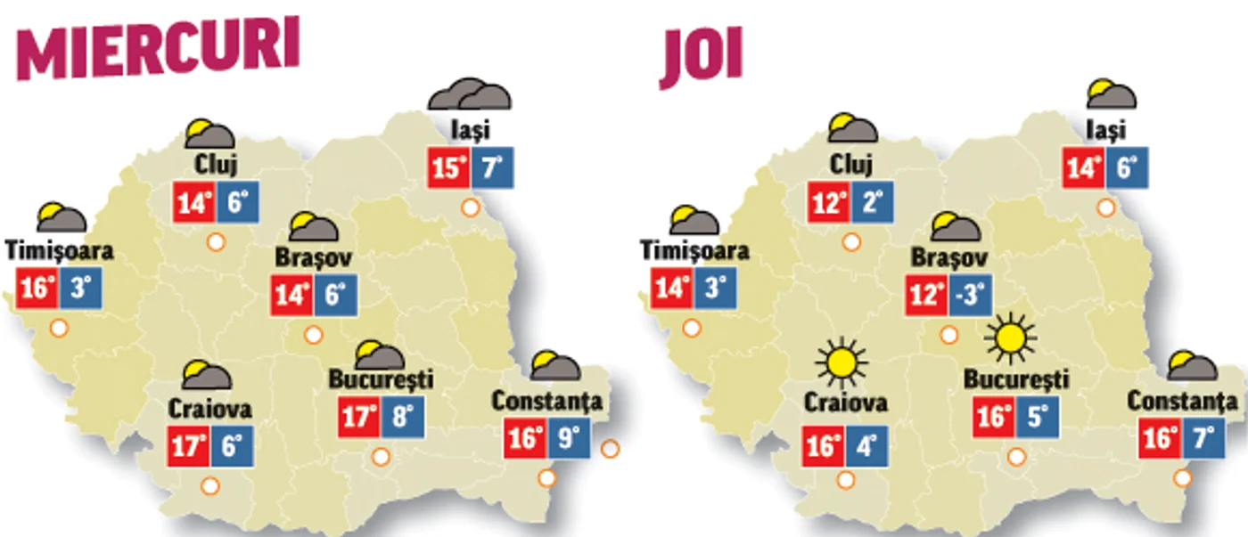 Prognoza meteo pentru următoarele două zile ne anunță că vremea va deveni capricioadă