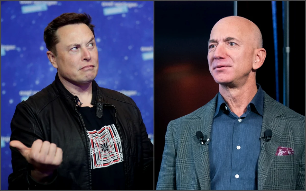 Elon Musk și Jeff Bezos, CEO Amazon