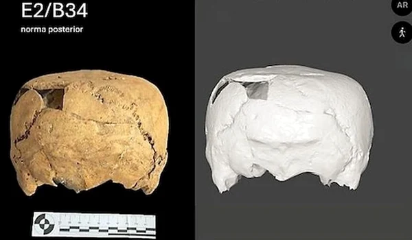 Craniu uman neobișnuit, în formă de cub, descoperit în Mexic (© INAH)
