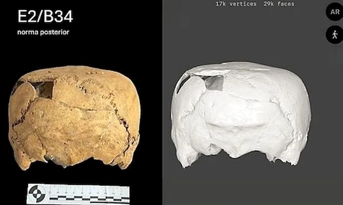 Craniu uman neobișnuit, în formă de cub, descoperit în Mexic (© INAH)