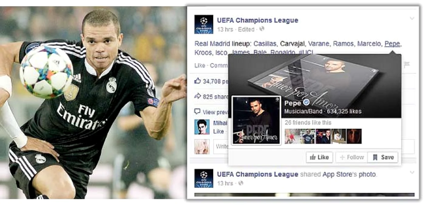 
    Adevăratul fotbalist Pepe a fost confundat  pe Facebook cu  românul Pepe  