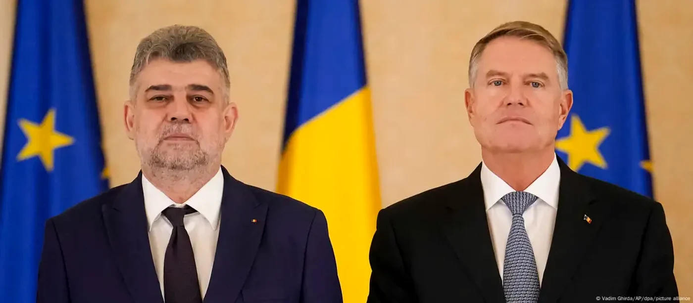Marcel Ciolacu alături de Klaus Iohannis, pe 23 decembrie