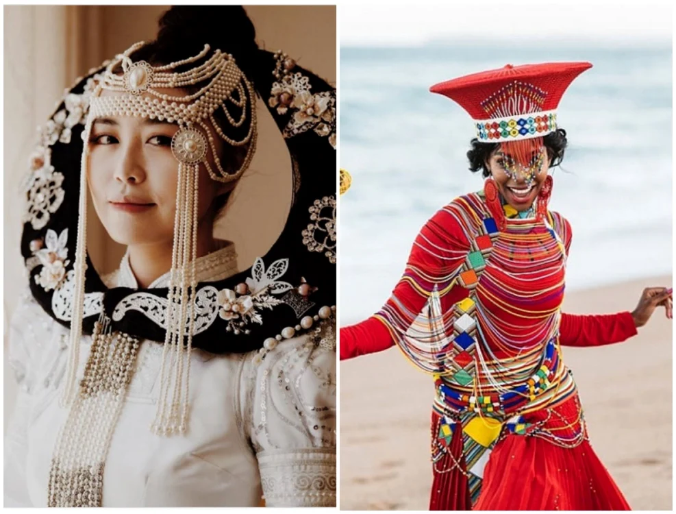 Mireasă din Mongolia (stânga) şi Africa de Sud (dreapta) FOTO ba-bamail.com