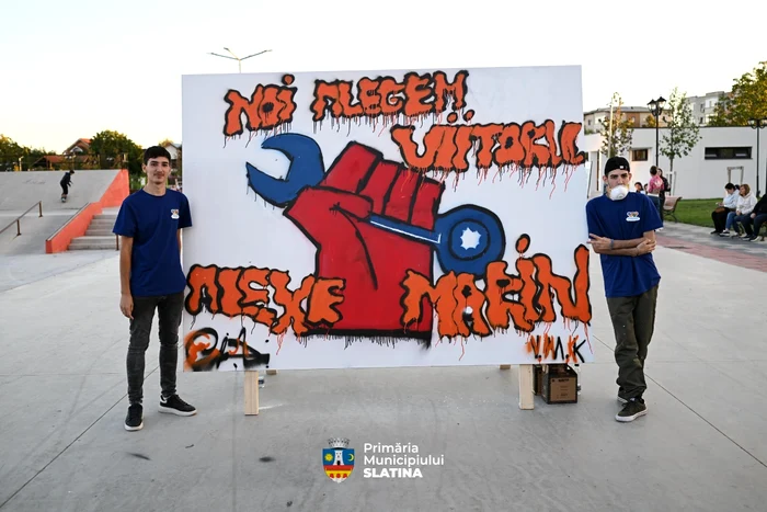 Lucrarea de grraffiti a elevilor de la Liceul „Alexe Marin”  FOTO: Primăria Municipiului Slatina