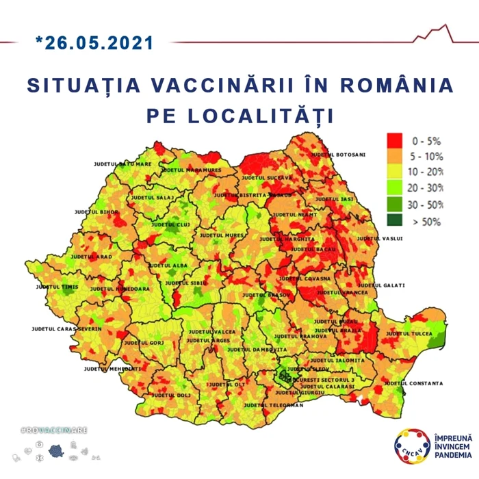 harta situatia vaccinarilor foto ROVACCINARE