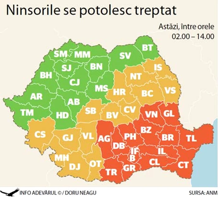 Ninsorile se potolesc treptat