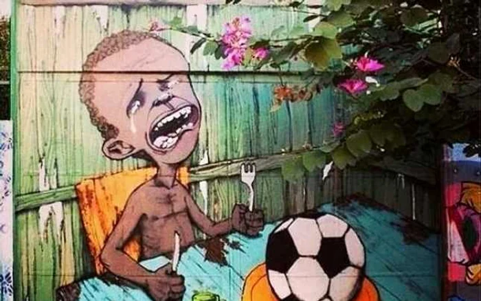 Grafitti realizat de un artist brazilian, Paulo Ito FOTO Twitter