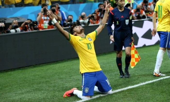 Neymar junior se bucură după unul dintre cele patru goluri marcate la acest Mondial