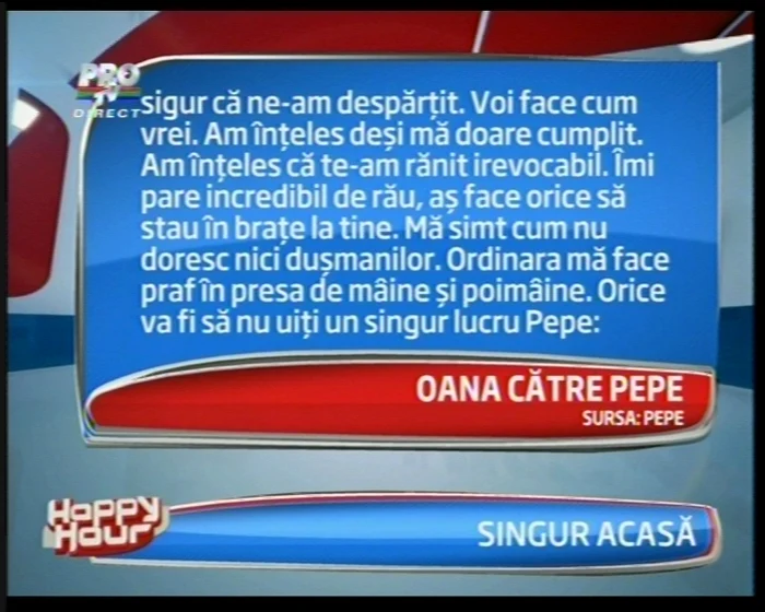 Sms-ul Oanei către Pepe