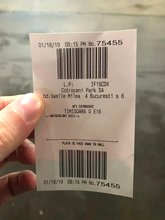 Dovada că avocatul a plătit parcarea