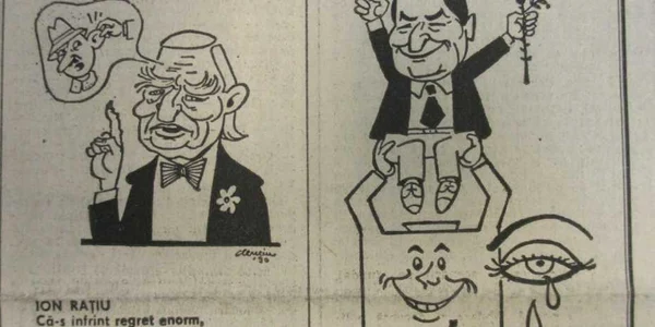 Caricatura Alex Clenciu alegeri 20 mai 1990