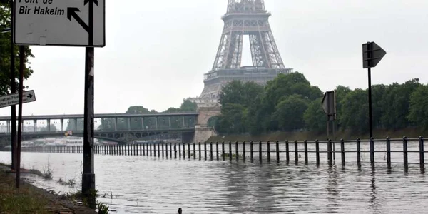 Nişte raţe înoată pe terasamentele inundate din Paris Primăria oraşului a închis drumul de pe malul Senei de la marginea sud-vestică metropolei până în apropierea Turnului Eiffel după ce nivelul apei a crescut cu trei – patru metri faţă de cotele nor