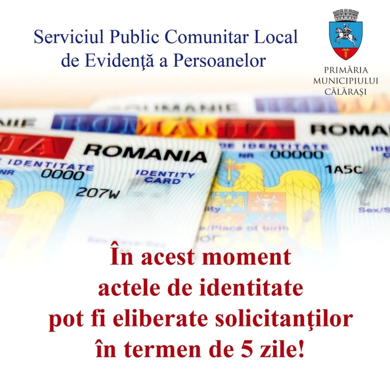 Cărţile de identitate se eliberează în 5 zile la Călăraşi FOTO Facebook/PMC