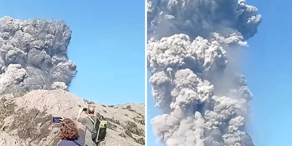 un vulcan a erupt in indonezia foto x @infogempadunia png